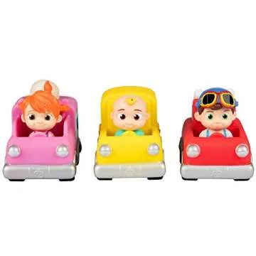 CoComelon 3" Car Vehicle 3-Pack Toy Vehicle Set - Officially Licensed - JJ, Tomtom, YoYo Figures - Valentine's Day & Easter Basket Stuffer Gift for Preschoolers, Toddlers, Kids, Boys, Girls - 2+