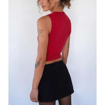 KIGRAD Women Y2k Bow Tank Top Sleeveless Scoop Neck Crop Tops Aesthetic Bow Cami Shirts Preppy Clothes Summer Going Out Red