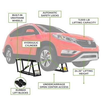 Official QuickJack 7000TL Bundle – 7,000 lb Capacity Portable Car Lift with 110V Power Unit for Ho...