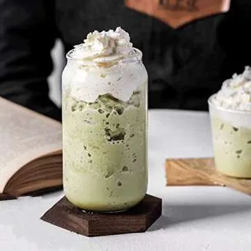 WISIMMALL 16oz Drinking Glasses Set with Lids & Straws