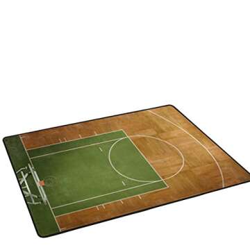My Daily Basketball Court Area Rug 4 x 6 Feet, Living Room Bedroom Kitchen Decorative Unique Lightweight Printed Rugs Carpet