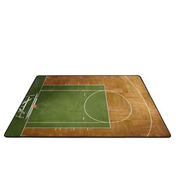 My Daily Basketball Court Area Rug 4 x 6 Feet, Living Room Bedroom Kitchen Decorative Unique Lightweight Printed Rugs Carpet