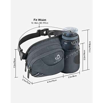 WATERFLY Fanny Pack Waist Bag: Waist Pack for Women Men with Water Bottle Holder Hiking Fanny Pack f...