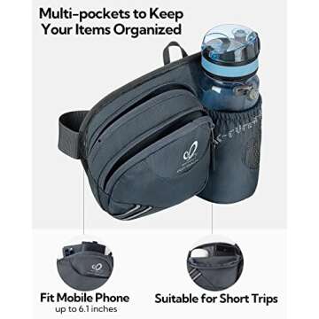 WATERFLY Fanny Pack Waist Bag: Waist Pack for Women Men with Water Bottle Holder Hiking Fanny Pack for Running Walking DogWalking Travel Cycling