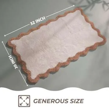 Folkulture Bathroom Rug or Bath Mats for Bathroom Décor, 100% Cotton Beige Bath Rug, Bathroom Mat o...