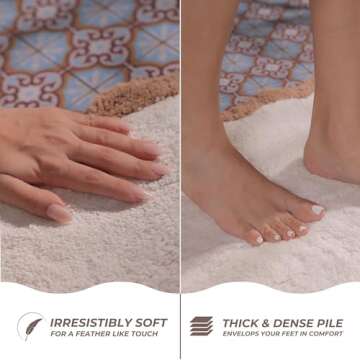 Folkulture Bathroom Rug or Bath Mats for Bathroom Décor, 100% Cotton Beige Bath Rug, Bathroom Mat or Bathtub Mat for Shower Accessories, 32"X20" Absorbent Rug, Scallop Bathroom Runner Rug