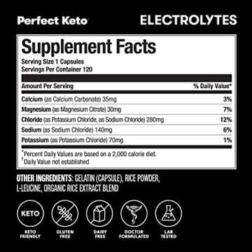 Perfect Keto Electrolytes Capsules, Gluten Free, Electrolyte Supplement with Magnesium, Calcium, Pot...