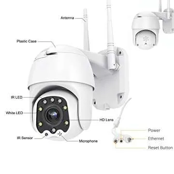 Alptop Outdoor PTZ WiFi IP Security Camera 1080P Home Surveillance Camera Pan/Tilt Two-Way Audio Motion Detection Color Night Vision Auto Tracking CamHiPro APP AT-200DW