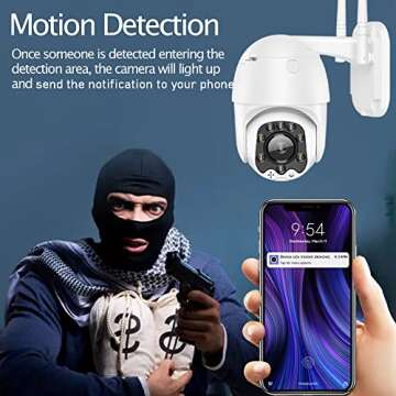 Alptop Outdoor PTZ WiFi IP Security Camera 1080P Home Surveillance Camera Pan/Tilt Two-Way Audio Motion Detection Color Night Vision Auto Tracking CamHiPro APP AT-200DW