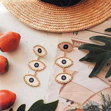 Doubnine Evil Eye Earrings Dangle Vintage Unique Halloween Women Statement Jewelry Accessories (1)