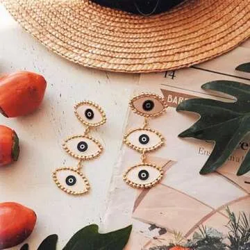 Doubnine Evil Eye Earrings Dangle Vintage Unique Halloween Women Statement Jewelry Accessories (1)