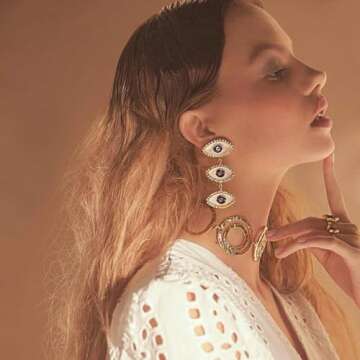 Doubnine Evil Eye Earrings Dangle Vintage Unique Halloween Women Statement Jewelry Accessories (1)