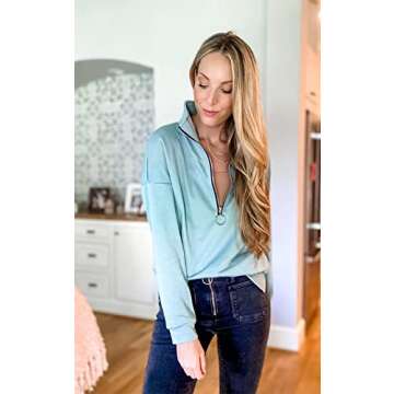 PRETTYGARDEN Women's Casual 1/4 Zip Pullover Sweatshirt - Stylish Comfort