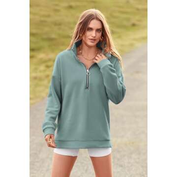 PRETTYGARDEN Stylish 1/4 Zip Pullover Sweatshirt for Women
