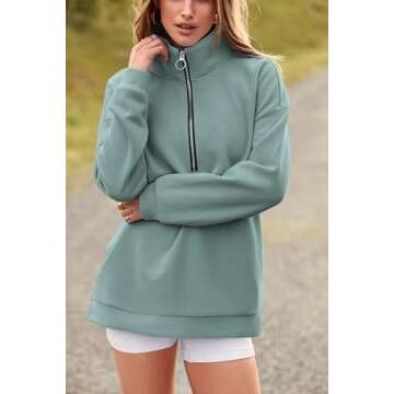 PRETTYGARDEN Stylish 1/4 Zip Pullover Sweatshirt for Women