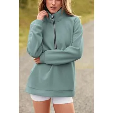 PRETTYGARDEN Stylish 1/4 Zip Pullover Sweatshirt for Women