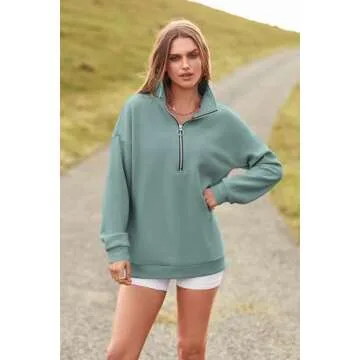 PRETTYGARDEN Stylish 1/4 Zip Pullover Sweatshirt for Women