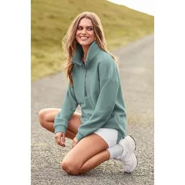PRETTYGARDEN Stylish 1/4 Zip Pullover Sweatshirt for Women