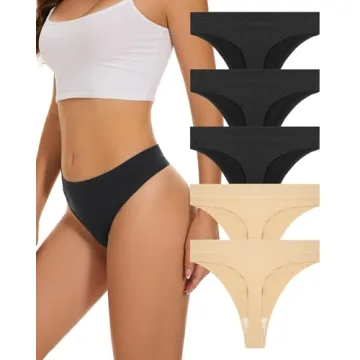 voenxe Seamless High Waisted Women Underwear Thongs,No Show High Rise Panties Thong,Breathable Comfo...