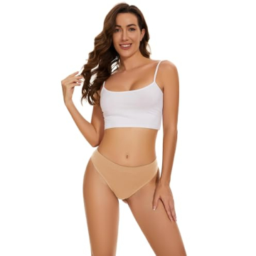 voenxe Seamless High Waisted Women Underwear Thongs,No Show High Rise Panties Thong,Breathable Comfortable Sports Tanga Pack