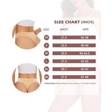 voenxe Seamless High Waisted Women Underwear Thongs,No Show High Rise Panties Thong,Breathable Comfortable Sports Tanga Pack