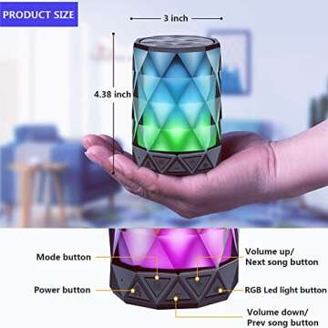 LFS Portable Bluetooth Speakers, Night Light Waterproof, Lightweight Portable Speakers for Travel, Pool, Beach, Biking, Kayak, Gifts for Kids, Women
