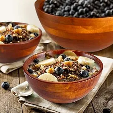 HOLDN’ STORAGE Wooden Bowls - Set of 4 Serving Bowl, Durable Hardwood Wooden Salad Bowl Set - Serving Bowl Ideal for Dinner Parties & Family Gatherings (7” x 3”)
