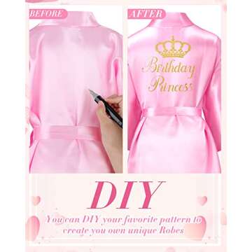 Jecery 5 Pack Spa Robes for Party Slumber Party Birthday Squad Robes DIY Silk Satin Bathrobes with Headband(8,Pink)