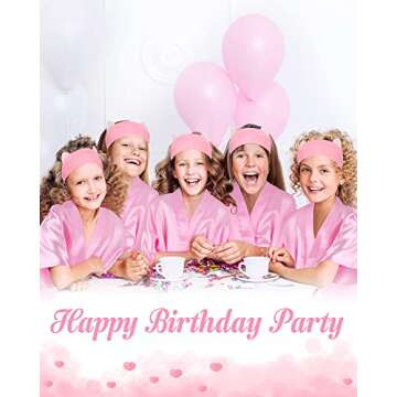 Jecery 5 Pack Spa Robes for Party Slumber Party Birthday Squad Robes DIY Silk Satin Bathrobes with Headband(8,Pink)