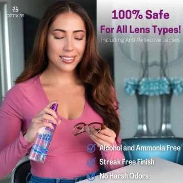 Optix 55 Lens Cleaner Spray Kit - Alcohol & Ammonia Free | (2) 8oz + (1) 2oz Eye Glasses (3) Microfi...