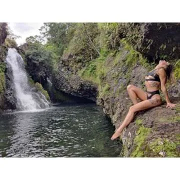 Lilosy Petite Cutout One Shoulder High Waisted Cut Leg Thong Brazilian Bikini Swimsuit Set Women Cheeky Bottom Bathing Suit 2 Two Piece Knotted Black X-Small