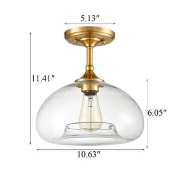TENGIANTS Modern Brass Semi Flush Mount Ceiling Light