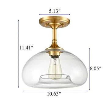 TENGIANTS Modern Brass Semi Flush Mount Ceiling Light