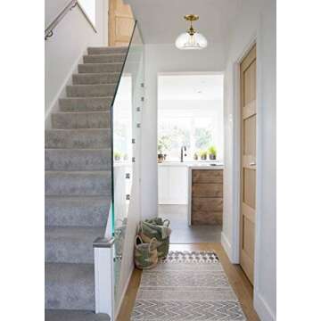 TENGIANTS Modern Brass Semi Flush Mount Ceiling Light