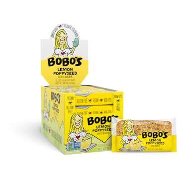Bobo's Oat Bars, Lemon Poppyseed, 3 oz Bar (12 Pack), Gluten Free Whole Grain Snack and Breakfast Ba...