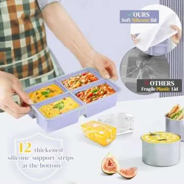 Silicone Freezer Trays for Soups & Leftovers - 2 Pack