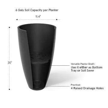 LA JOLIE MUSE Stylish Black Tall Planters Set of 2