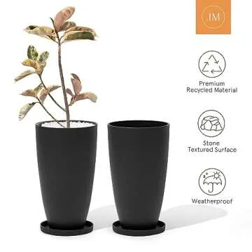 LA JOLIE MUSE Stylish Black Tall Planters Set of 2