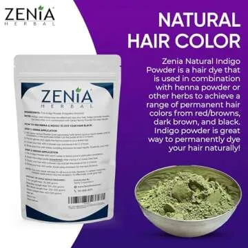Zenia Indigo Powder (Indigofera Tinctoria) | Hair/Beard Dye Color 3.5oz (100g) | 100% Pure & Natural | No Preservatives