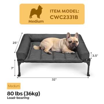 Veehoo Cooling Elevated Dog Bed with Removable Bolster Cushion Mat for Indoor/Outdoor Use