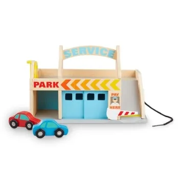 Melissa & Doug Wooden Parking Garage with Cars & Car Wash