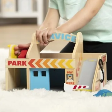 Melissa & Doug Wooden Parking Garage with Cars & Car Wash