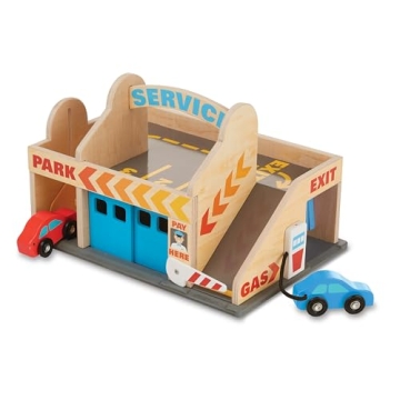 Melissa & Doug Wooden Parking Garage with Cars & Car Wash