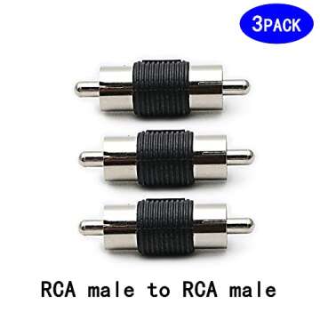 rgzhihuifz RCA Adapter - Male to Male Coupler, 3 Pack for Audio & Video