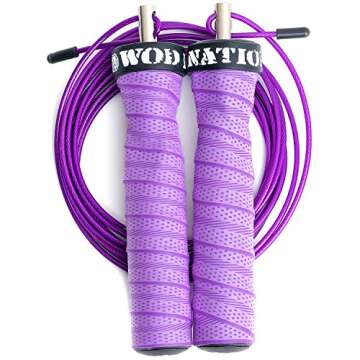 WOD Nation Attack Speed Jump Rope : Adjustable Jumping Ropes : Unique Two Cable Skipping Workout System : One Thick and One Light 11 Foot Cable : Perfect for Double Unders : Men and Women