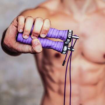 WOD Nation Attack Speed Jump Rope : Adjustable Jumping Ropes : Unique Two Cable Skipping Workout System : One Thick and One Light 11 Foot Cable : Perfect for Double Unders : Men and Women