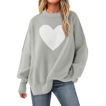 ANRABESS Women Crewneck Batwing Long Sleeve 2024 Fall Oversized Side Slit Ribbed Knit Pullover Sweat...