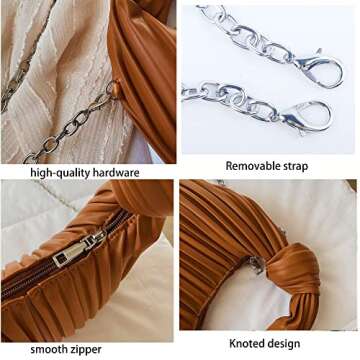 ELDA Knotted Clutch Crossbody Purse for Women Cloud Handbag Fashion Dumpling Bag Ruched Pouch Bag