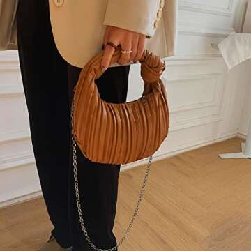 ELDA Knotted Clutch Crossbody Purse for Women Cloud Handbag Fashion Dumpling Bag Ruched Pouch Bag