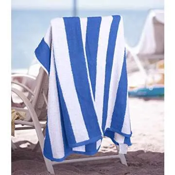 Utopia Towels [4 Pack Cabana Stripe Beach Towel, (30 x 60 Inches) Oversized 100% Ring Spun Cotton Pool Towels, Highly Absorbent Quick Dry Bath Towels for Bathroom, and Swim Towel (Blue)
